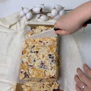 雪Q餅材料比例分享，第八步冷藏後切塊